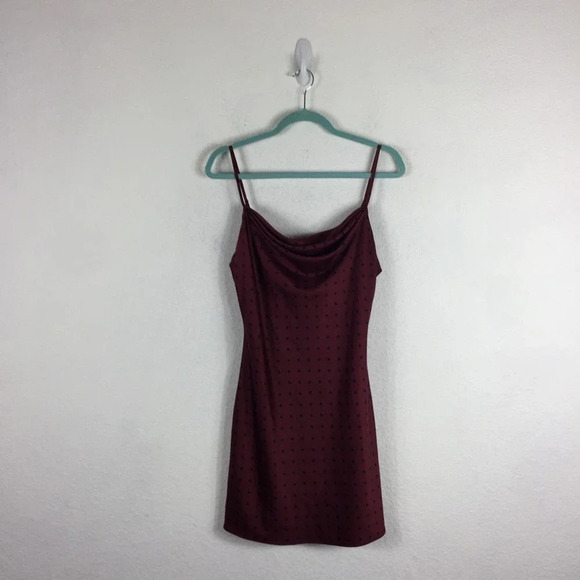 House Of Harlow 1960 x REVOLVE Ira Burgundy Polka Dot Satin Slip Dress Medium - Picture 3 of 15